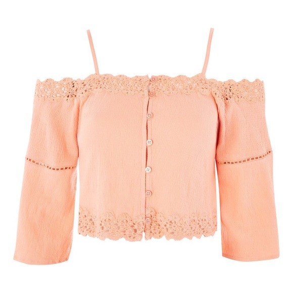 NWT Topshop Coral Crochet Top - Picture 3 of 4